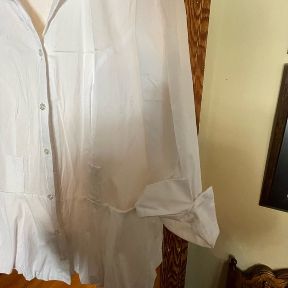 White Plus Size Cotton Blend Shirt - Picture 4 of 4